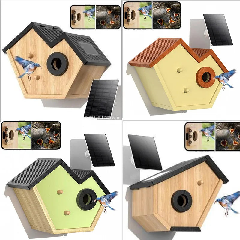 Wooden Pet Bird House Bird Hanging Warm Breeding Box Visual Viewing Outdoor Bird Cage Nest Rest Nurturing Young Cubs Place Box