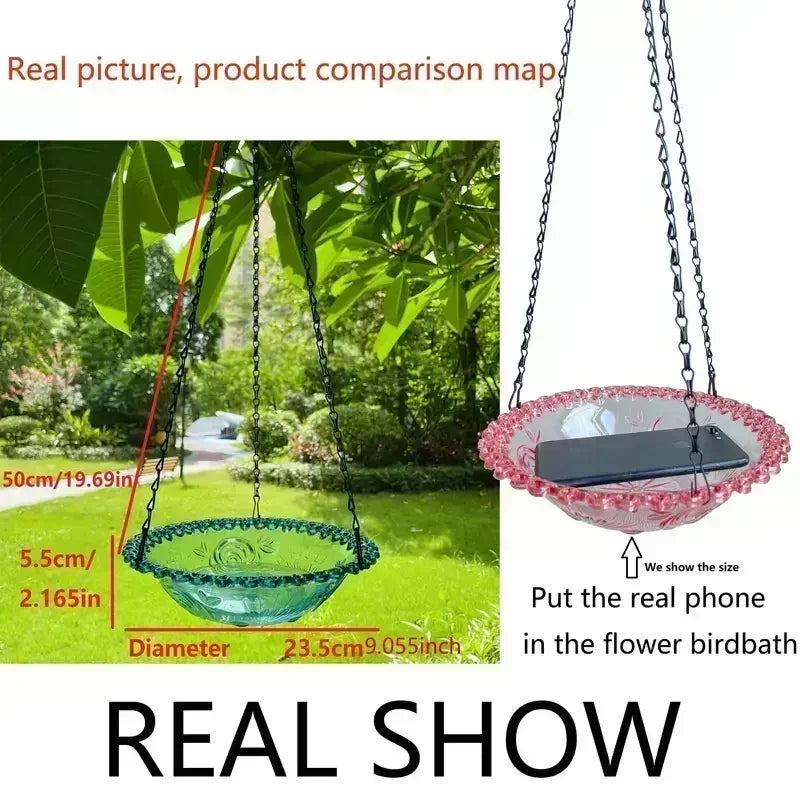 New Bird Flower Shaped Hanging Bird Feeder Birdbath For Garden Yard Farm Supplies Hummingbird Feeder Supplies Birdbath Bird Bath