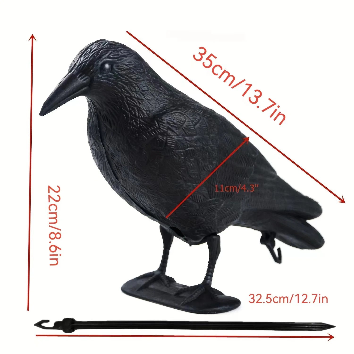 Lifelike Hunting Decoy Crow Garden Plastic Bird Pigeon Crow Scarer Black Scare Crow Yard Garden Realistic Figurine Bird Decor