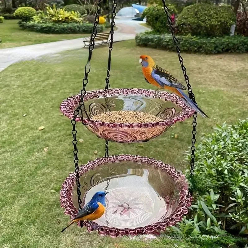 New Bird Flower Shaped Hanging Bird Feeder Birdbath For Garden Yard Farm Supplies Hummingbird Feeder Supplies Birdbath Bird Bath