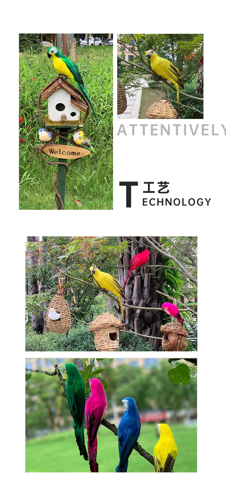 25/35cm Simulation Parrot Garden Decoration Creative Lawn Figurine Ornament Animal Bird Outdoor Garden Party Prop Decoration