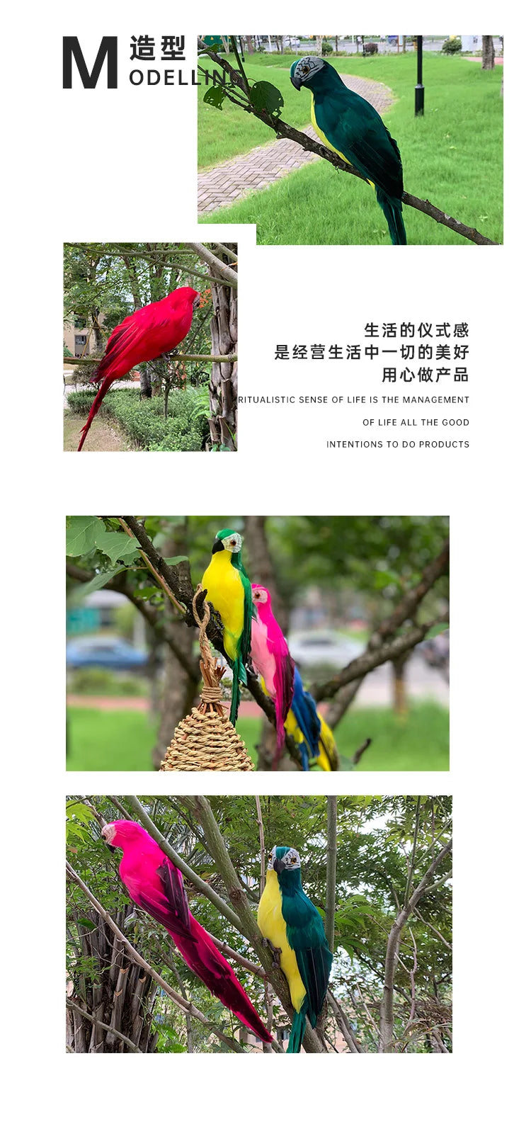 25/35cm Simulation Parrot Garden Decoration Creative Lawn Figurine Ornament Animal Bird Outdoor Garden Party Prop Decoration
