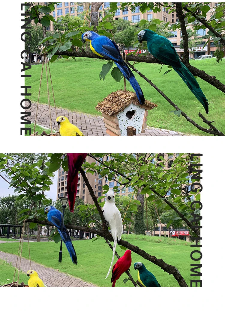 25/35cm Simulation Parrot Garden Decoration Creative Lawn Figurine Ornament Animal Bird Outdoor Garden Party Prop Decoration